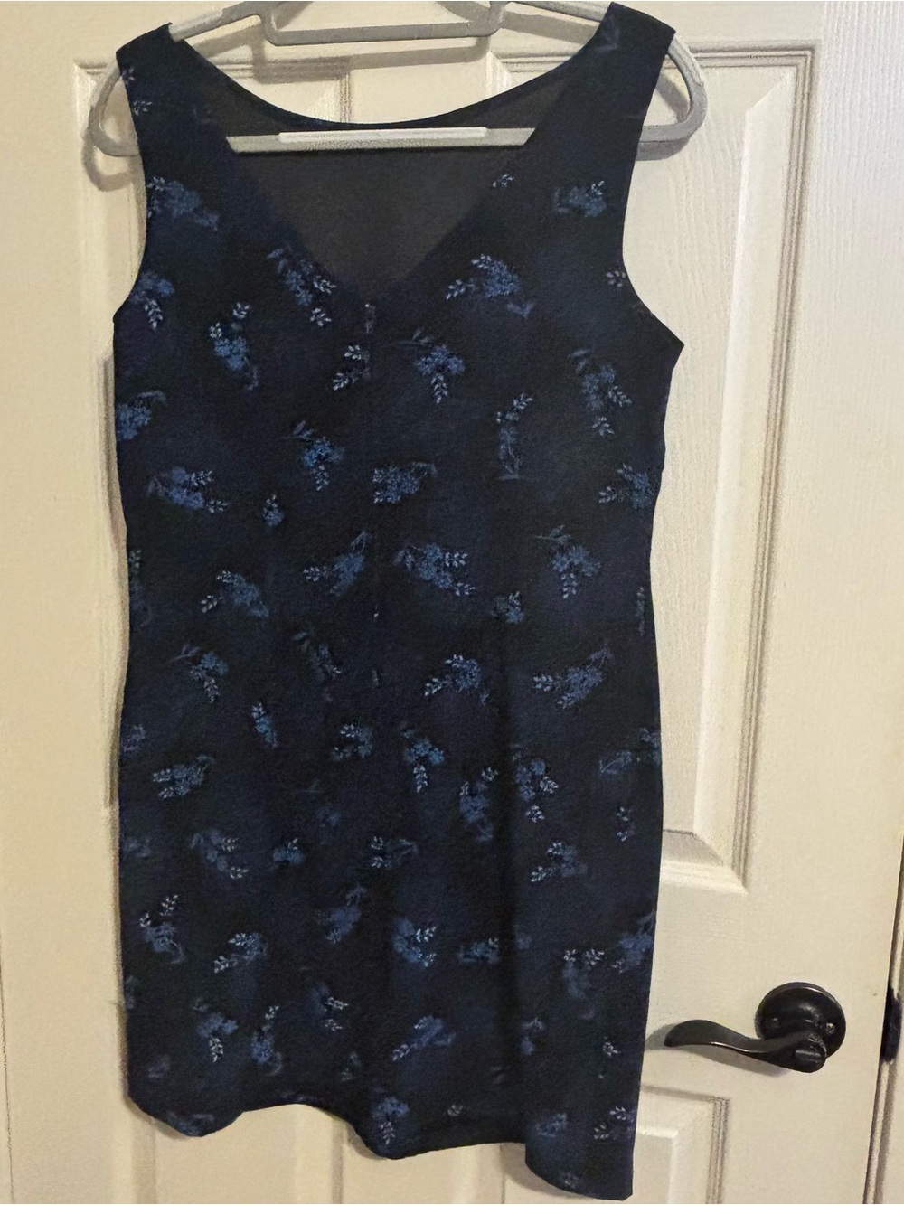 Sleeveless Navy Floral Midi Dress